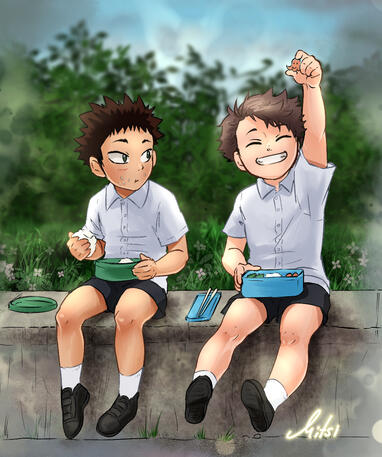mini IwaOi (fanfic illustration - digital art)