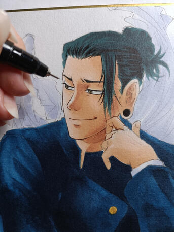 Geto Suguru - trad. Copic Artwork on Shikishi